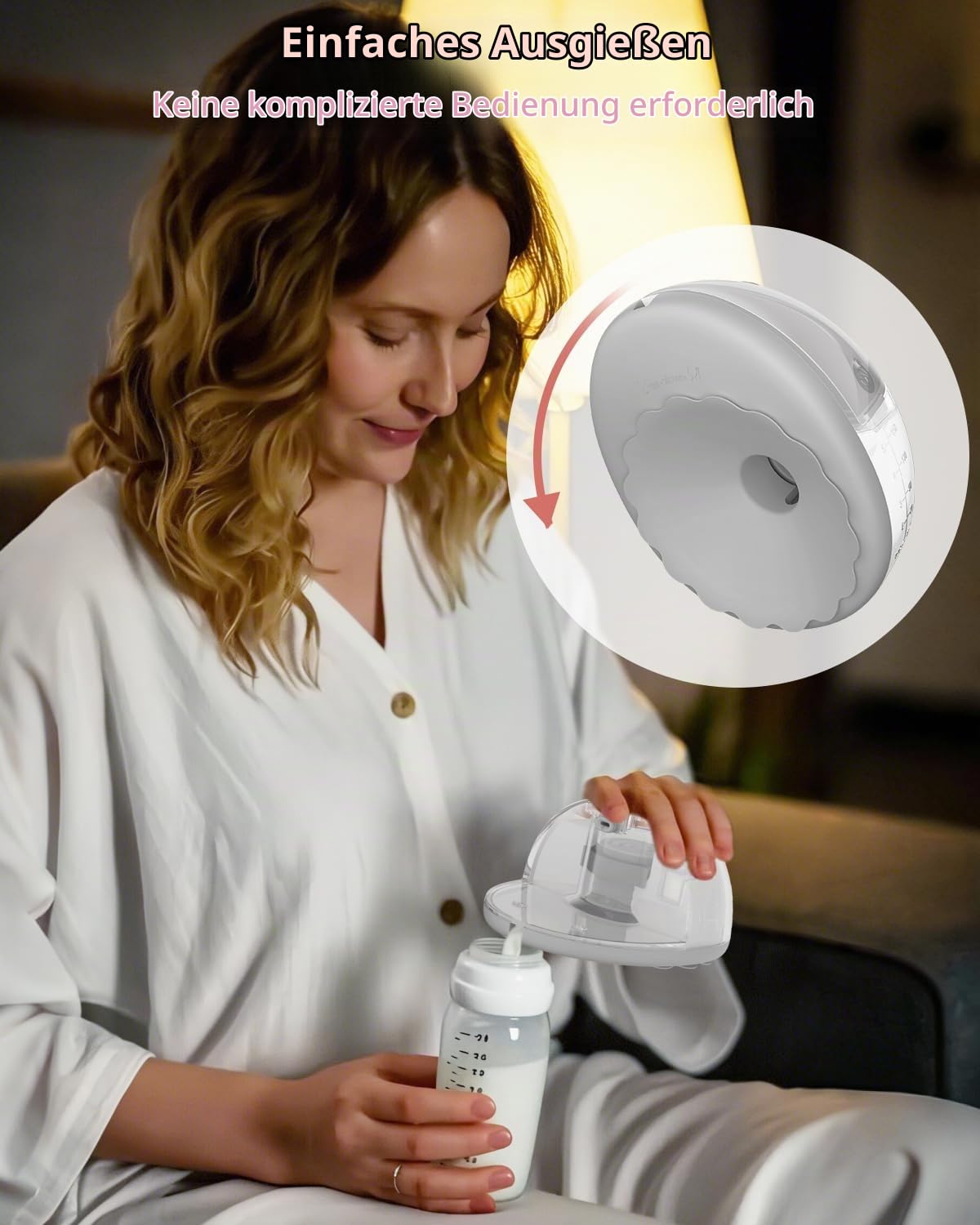 Milchpumpe Elektrisch Tragbare,Elektrische Milchpumpe Handsfree 4 Modi 12 Stufen mit 17/19/21 mm komfortabler Flansch, Privat, mit Ersatzzubehör im Lieferumfang Weiß
