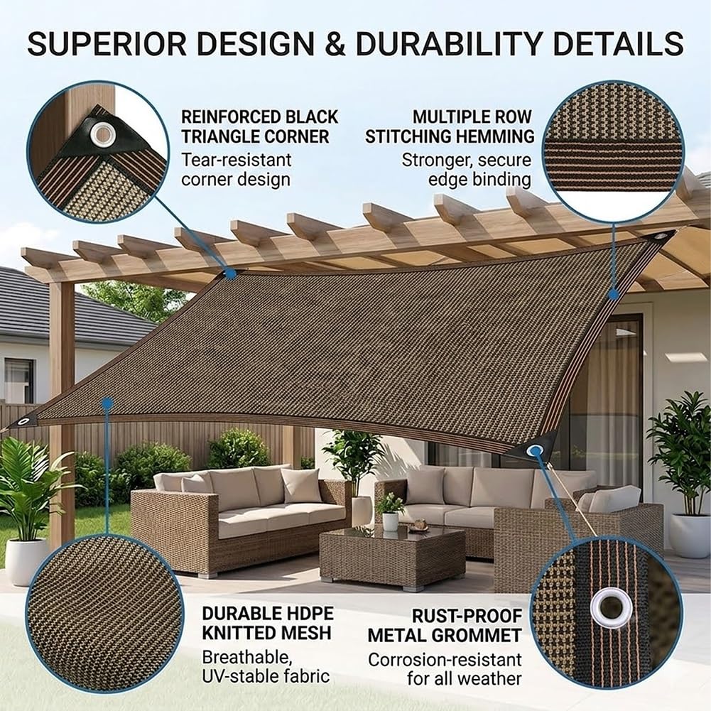 Red De Sombra Exterior, Malla Sombra Jardín 90% UV Toldo Vela De Sombreo | Tela De Lona Sombreo Con Ojales Permeable Toldo De Sombreado Protección Solar, Para Invernadero Plantas(10x12.0m)