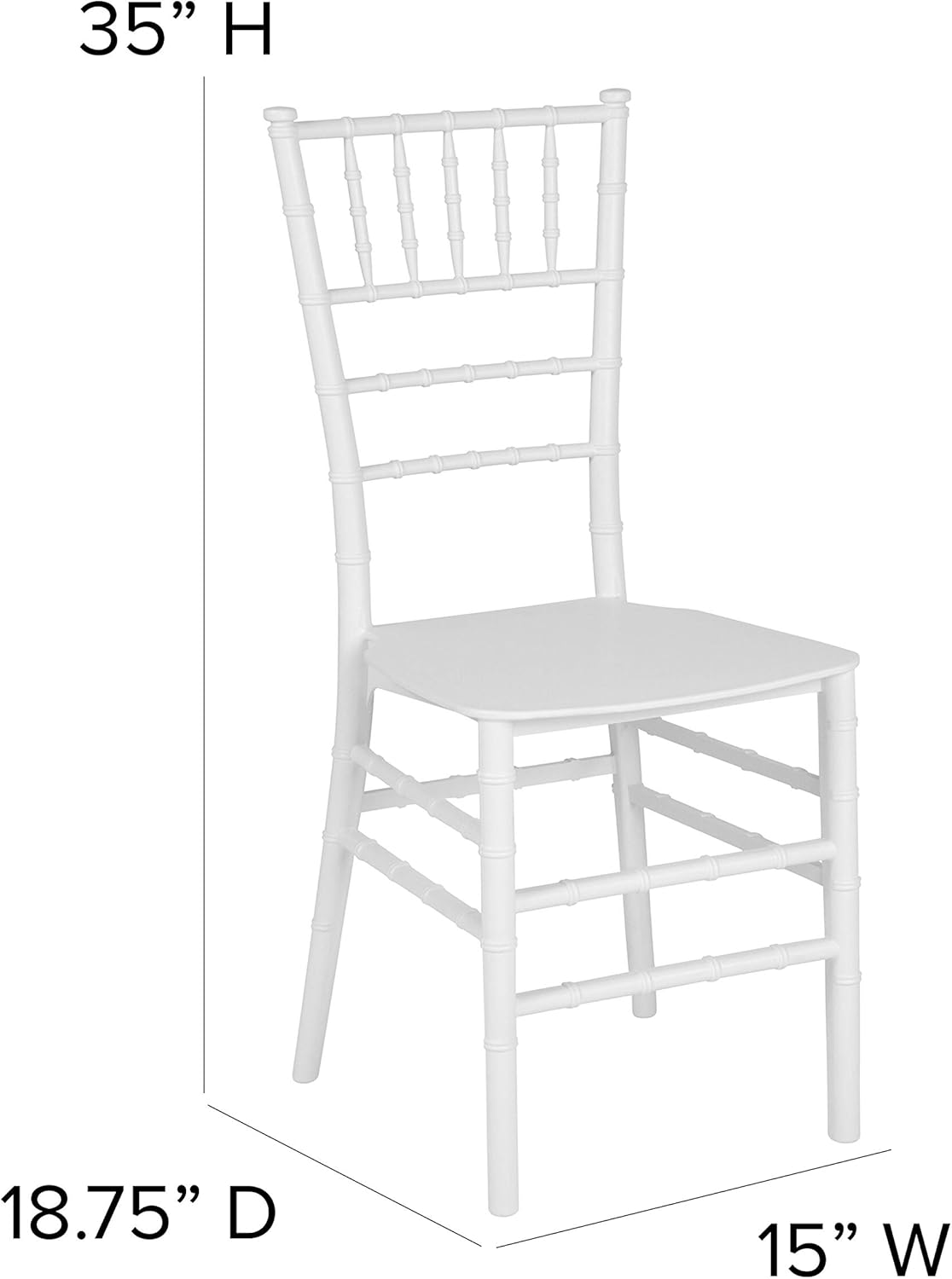 BizChair 2 Pack White Stackable Resin Chiavari Chair - Banquet and Event Furniture