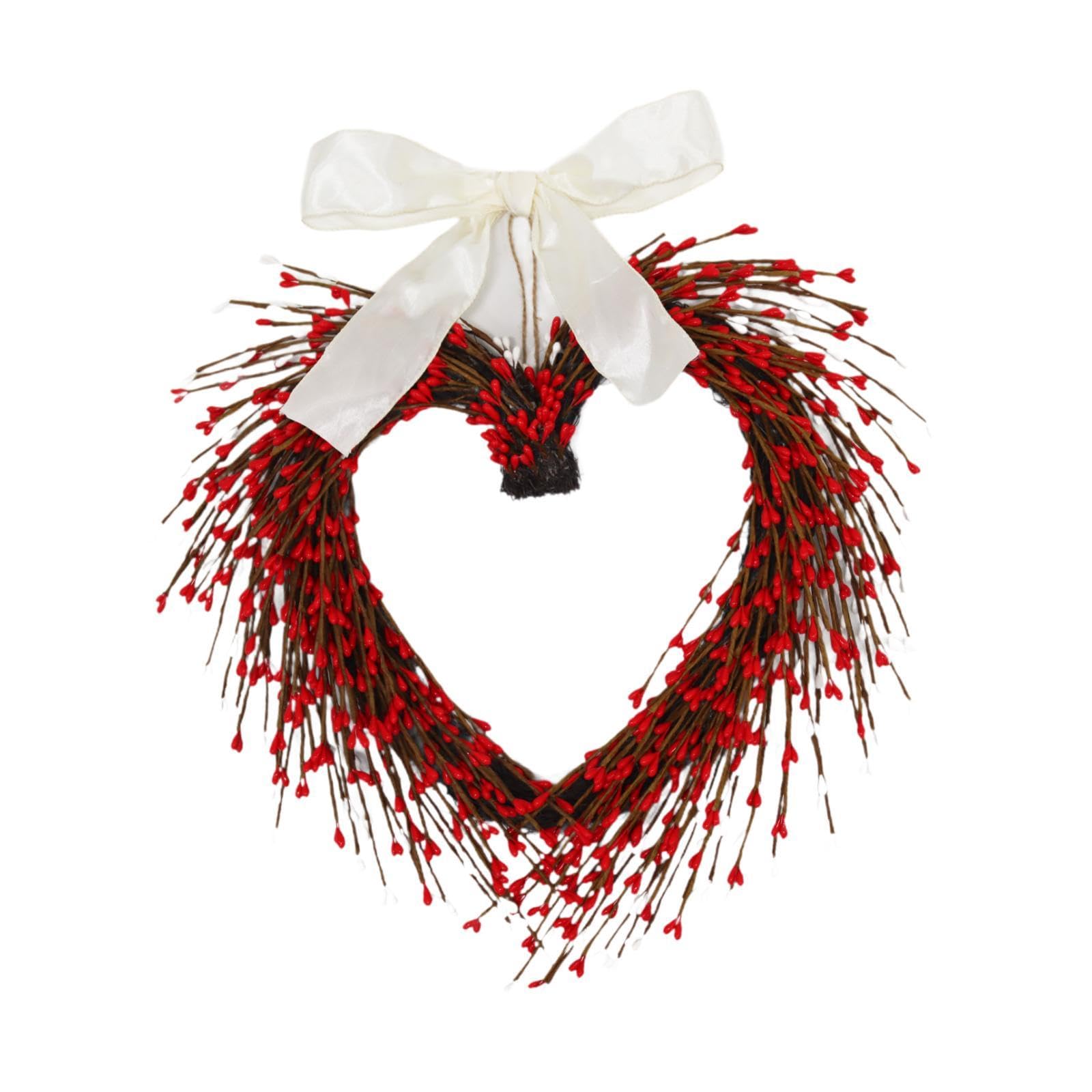Couronne de coeur en plastique PP et tissu rouge, une guirlande décorative durable