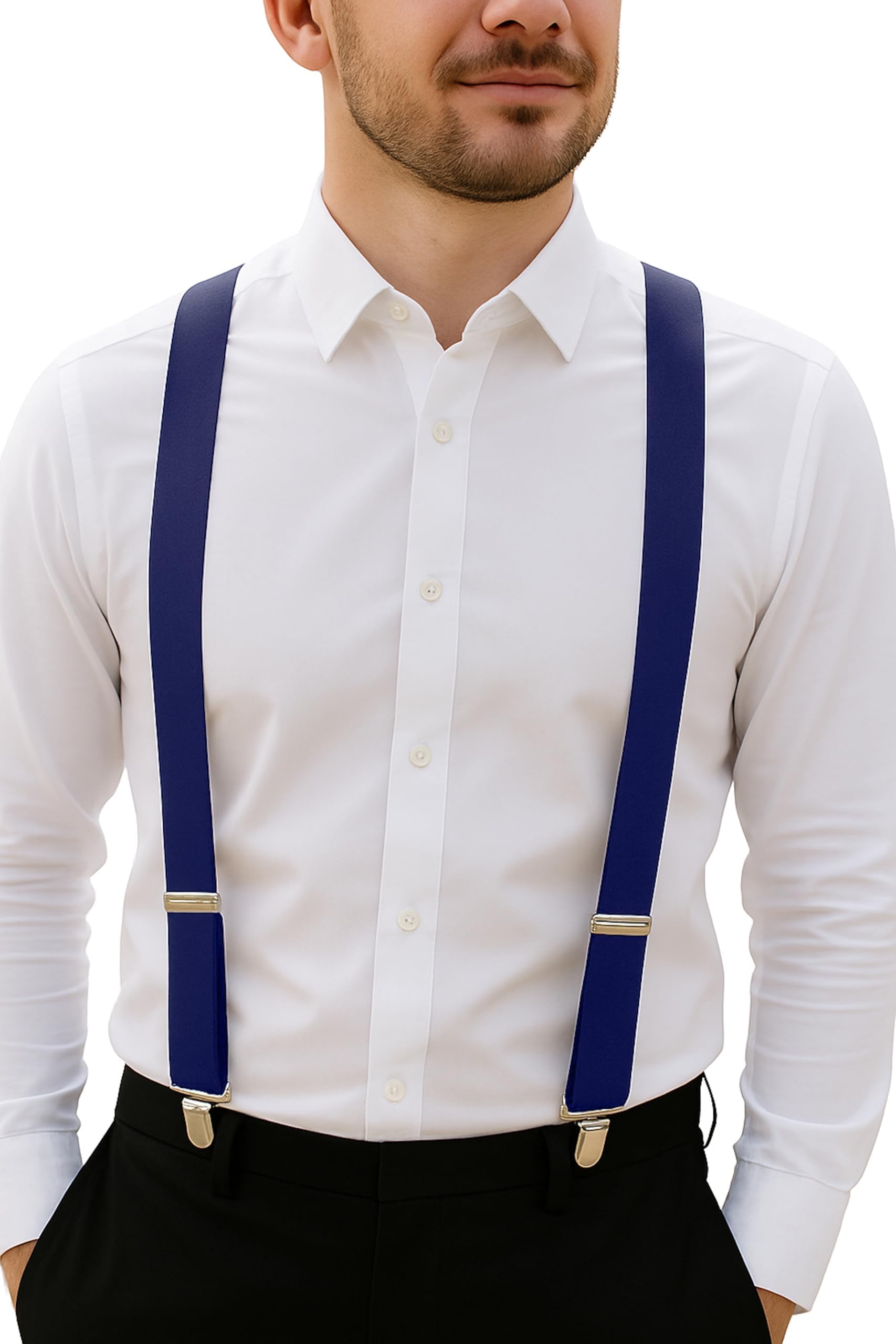Suspenders for Men - Adjustable Elastic Mens Suspenders with Heavy Duty Strong Clips
