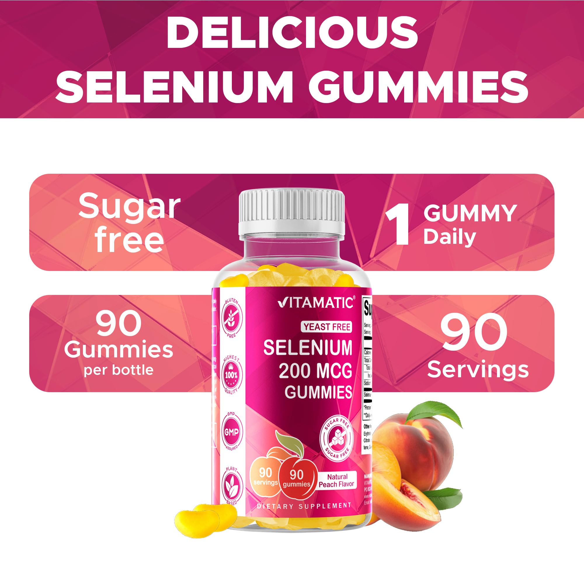 Vitamatic Selenium 200 mcg Gummies, 90 Count, Sugar Free, Yeast Free — Amazon image 6