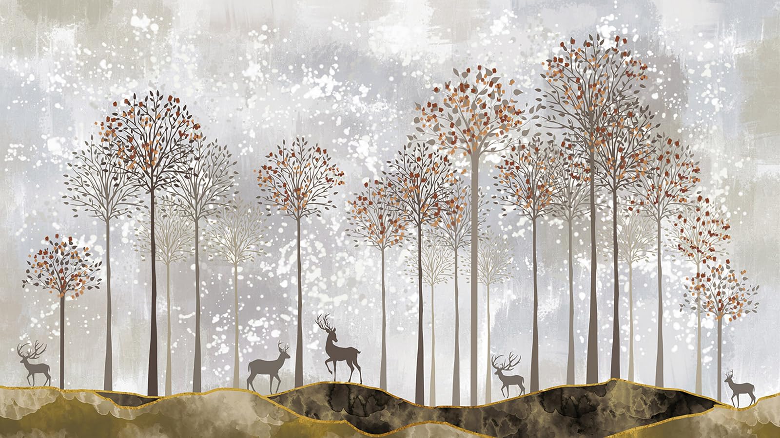 Papier peint panoramique Forêt Animaux Lumalea XL 569x320 cm