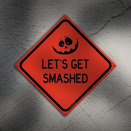 Miniatura 10 de Blissfully Unaware Of What Is Creeping Up Behind You - Letrero de camino con tema de Halloween, 12 x 12 pulgadas, espeluznante bar, sala de juegos,