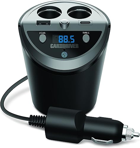 CAR AND DRIVER Portavasos inteligente con transmisor FM Bluetooth con Alexa, Google, Siri Assistant para automóvil con puertos de carga rápida USB y