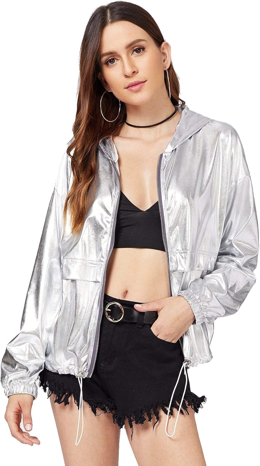 Romwe Women's Clubwear Jacket Long Sleeve Lightweight Zipper