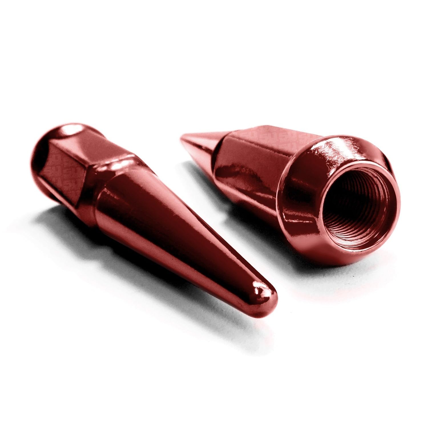 Set of 20, 24, or 32 Spiked Lug Nuts - 14 x 1.5mm - Fits Cadillac, Chevy, Chevrolet, GMC, Chrysler, Dodge, Ford, Honda, Hummer, Lexus, Lincoln, Toyota (32, Red, 14x1.5)