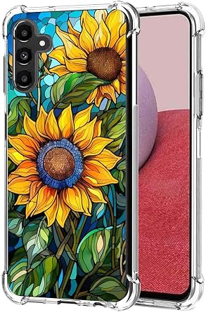 Samsung A14 5G Case, Sunflower, Shock-Absorbent TPU Soft Rubber Mobile Phone Cover with Four Corners Airbag Protection