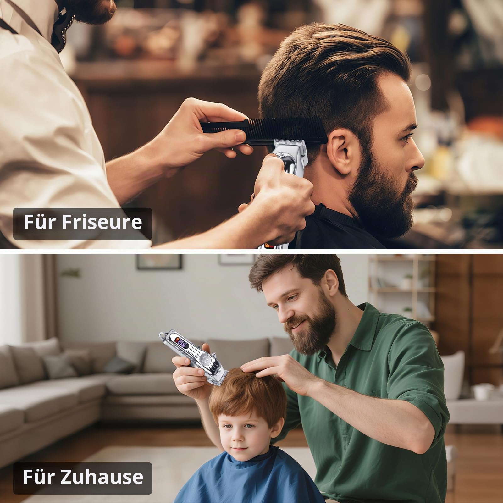 CIICII Haarschneidemaschine Profi und Trimmer Herren Set, Kabellos Haarschneider für Haar (Rasierer Elektrisch & Bartschneider Kit) Haartrimmer Herren für DIY Haar Bart Hause Friseur