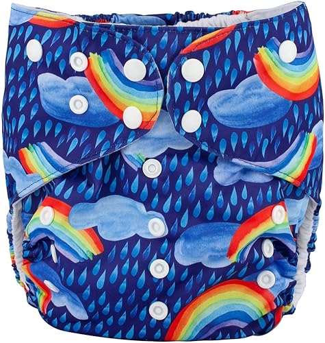 Pañal de tela de 2 a 7 años de edad, bolsillo reutilizable, lavable, para bebés y niños pequeños (lluvia arcoíris)