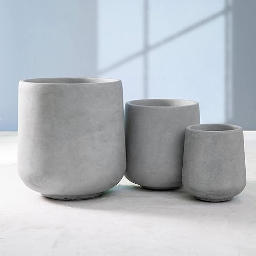 Miniatura 6 de Kante Maceta redonda de hormigón de 15.3 pulgadas + 11.6 pulgadas + 8.2 pulgadas de diámetro, macetas grandes con agujeros de drenaje para patio,