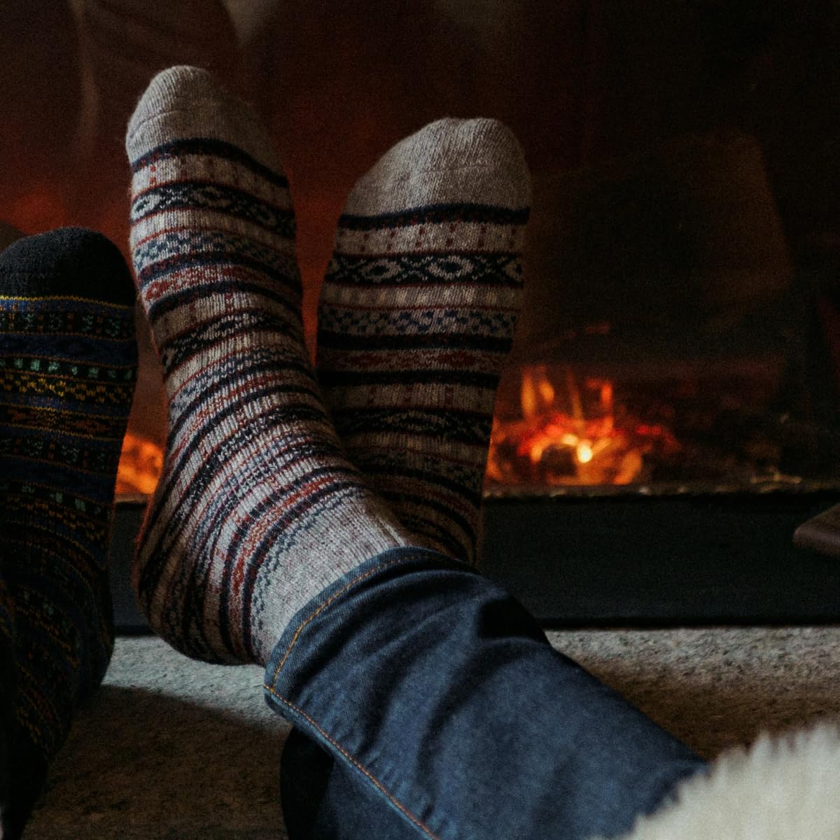 NORDIC Socks 2 Paar Merino Wollsocken für Männer & Frauen, Wintersocken, Warme socken, Weich und Bequem