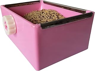 VEDEM Rabbit Plastic Bowl Hanging Small Animal Cage Bowls Food & Water Feeder for Guinea Pig, Bunny, Bird, Rat (Pink)