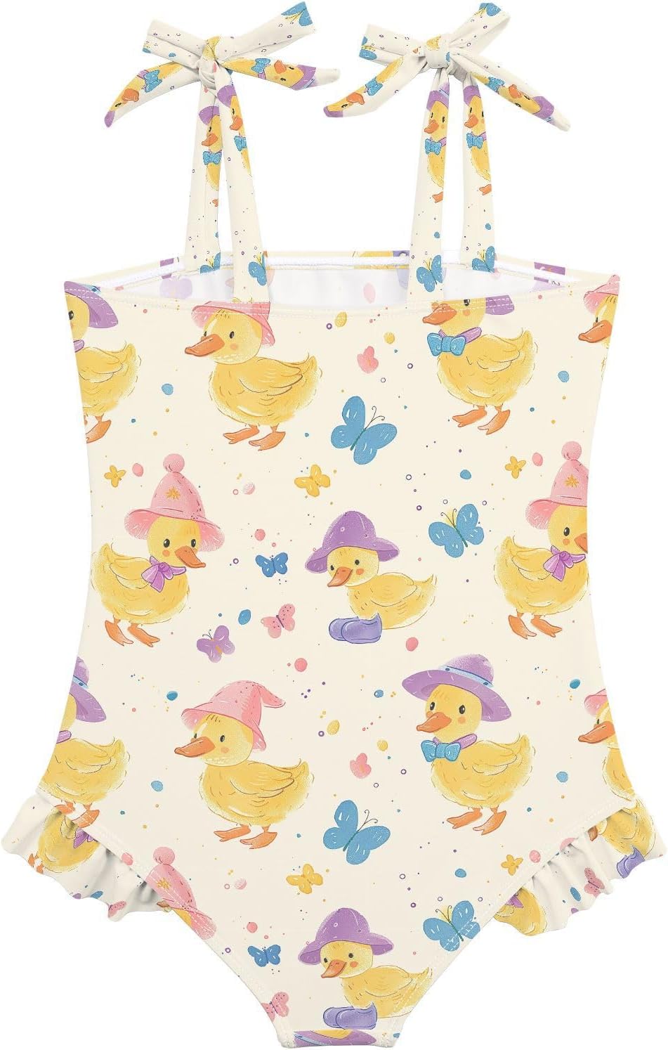 visesunny Toddler Girl Swimsuit Adjustable Strap Swimwear Duckling Colorful Hat Bathing Suits for Girls 18M-6Y