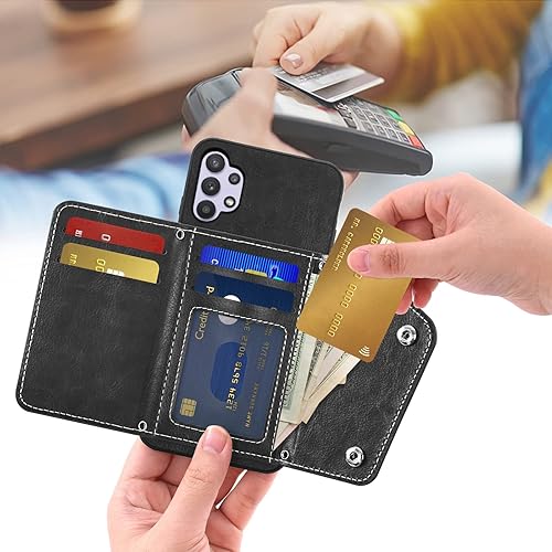 Miniatura 3 de Asuwish Funda de teléfono para Samsung Galaxy A32 5G 2021 de 6.5 pulgadas con protector de pantalla y soporte para tarjeta de crédito, correa