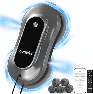 Robot Limpiacristales Inteligente, Limpiador Eléctrico de Ventanas con Doble Rociado de Agua, Control Remoto y por Aplicación, para Ventanas Interiores y Exteriores, Incluye 12 Paños, Gris