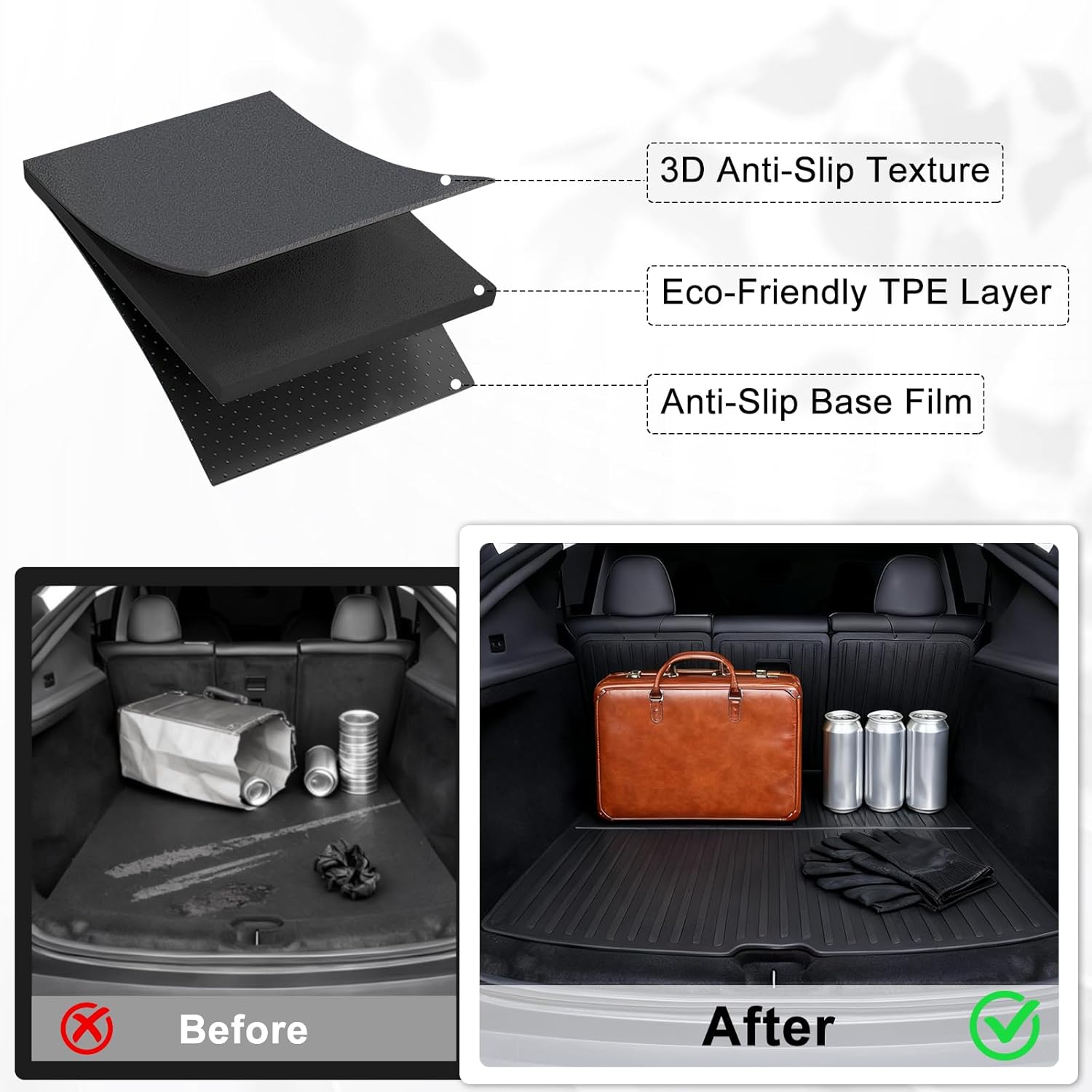 Floor Mats & Trunk Mat for Chevrolet Tahoe 2021-2024 2025-2nd Row Bucket Seat(7 Seats Version) &GMC Yukon(Not Fit XL,TPE All Weather Protection Car Floor Liners for Chevy Tahoe - Image 5