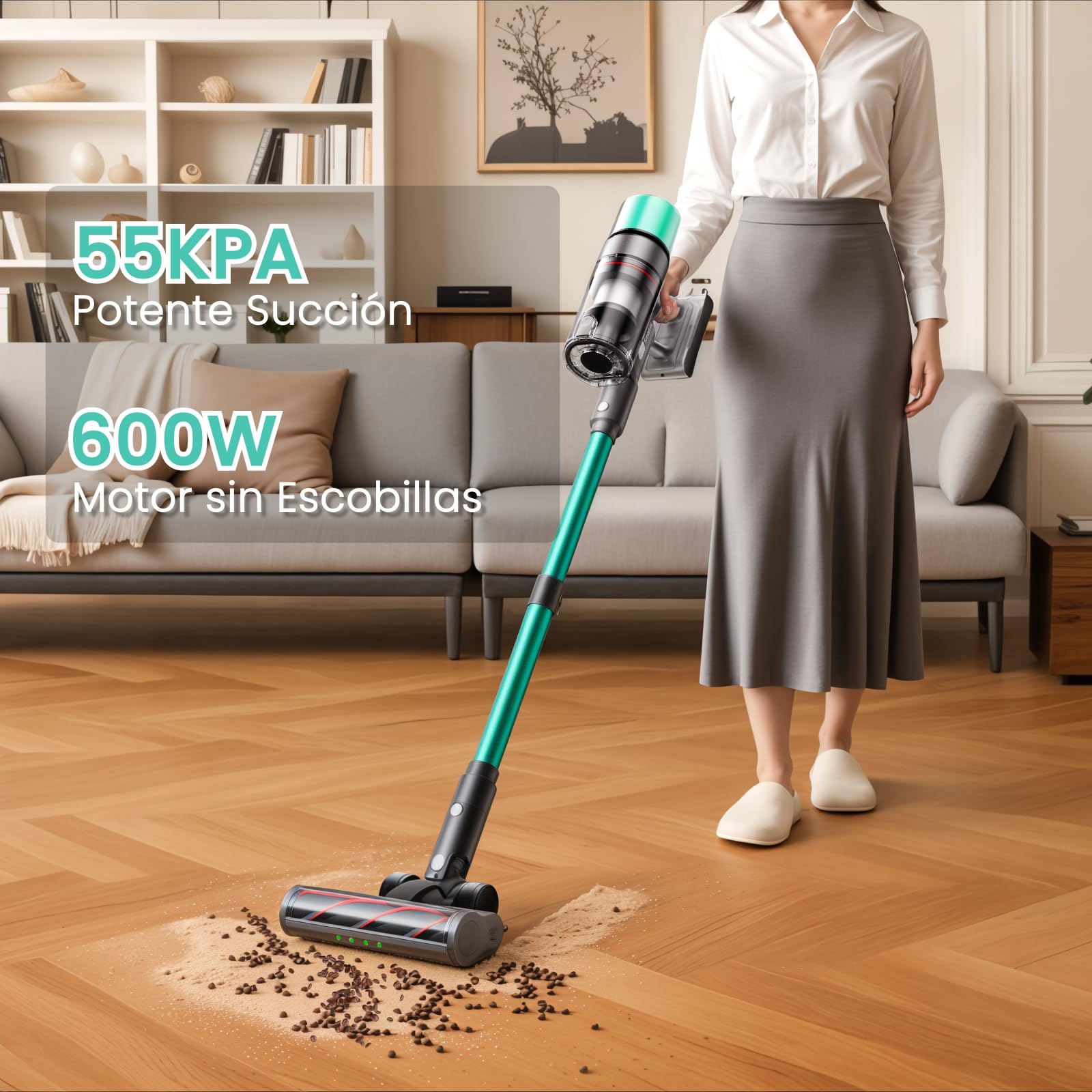 V5 Aspiradora Sin Cable Autoportante, 55 kPa, 600 W, 80 Min | Aspirador Escoba Con Modo AUTO, Filtro HEPA Y Sistema Antienredos Para Suelos, Alfombras Y Pelo De Mascotas