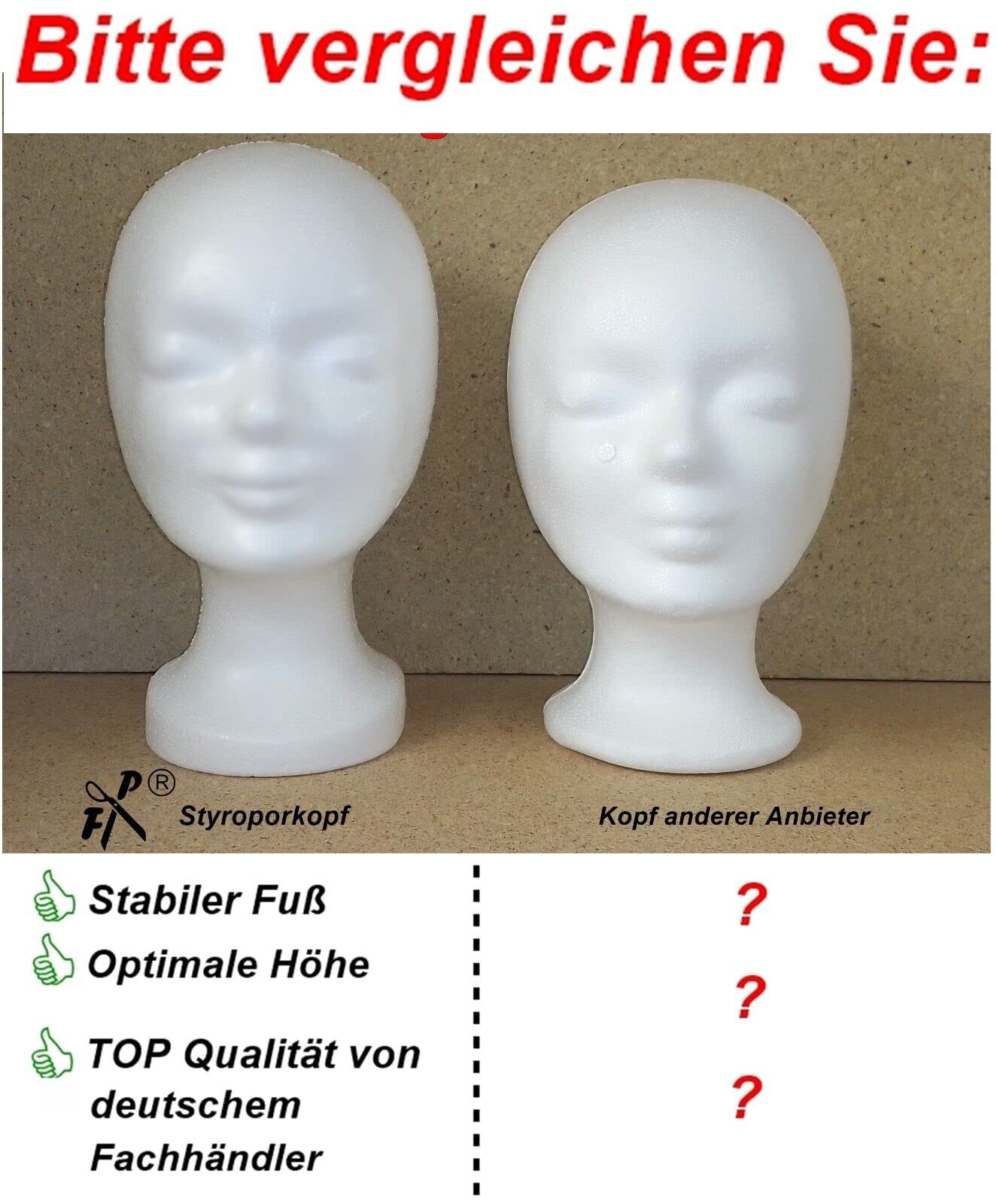 Styroporkopf Multipack Standard weiss 22 Stck. Markenqualität deutscher Herstellung