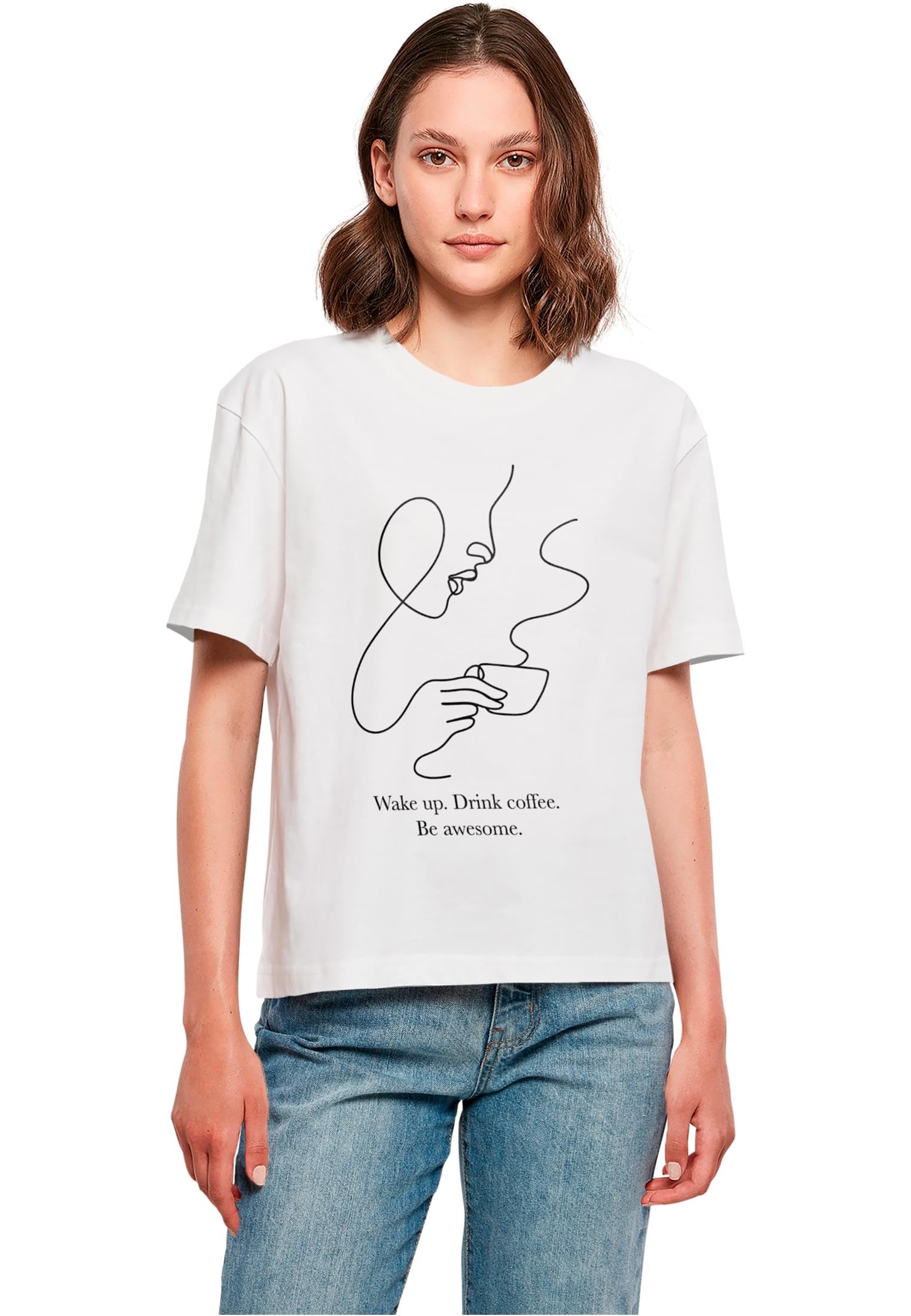 Miss Tee Damen Mst362-drink Coffee Be Awesome Tee T-Shirt (1er Pack)