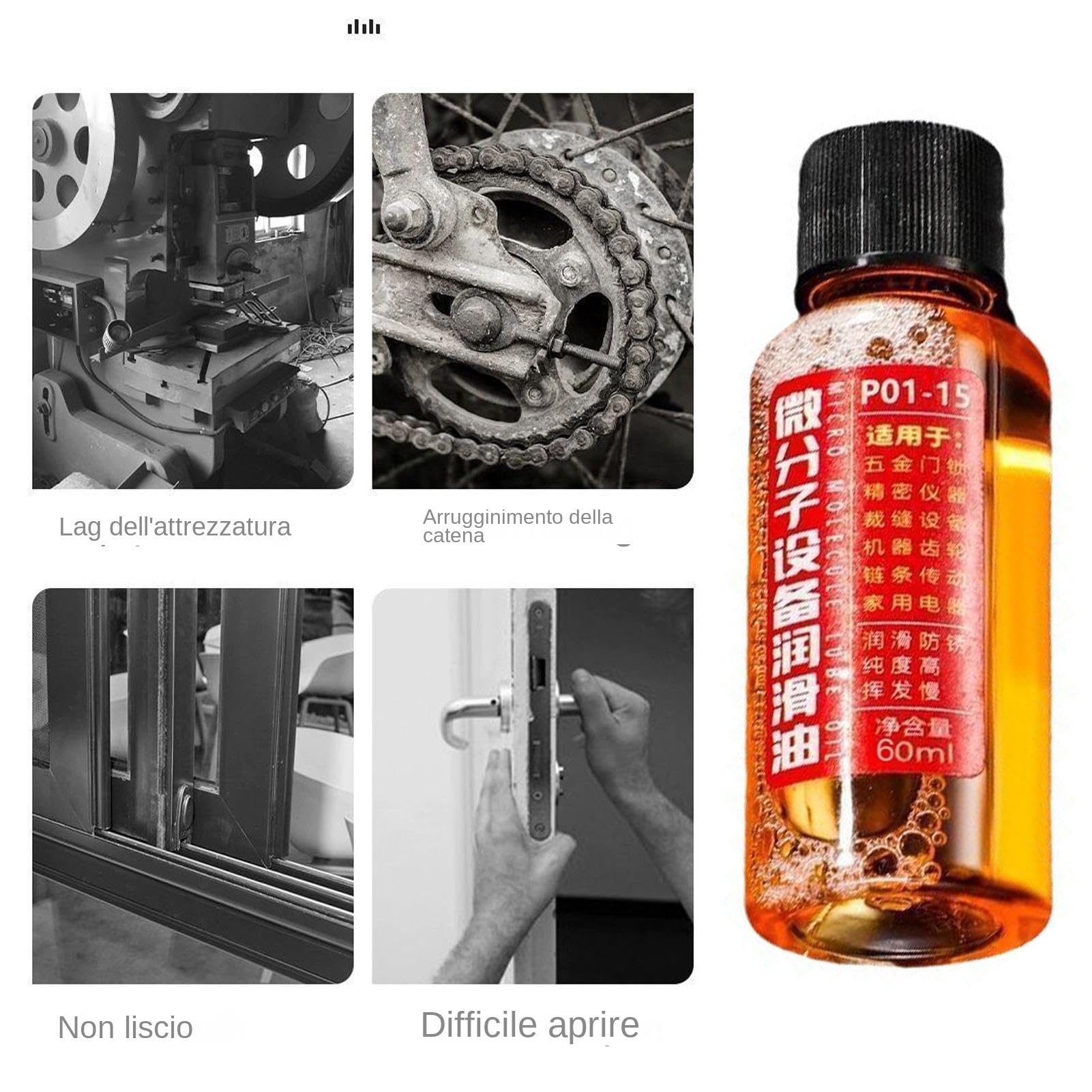 Olio Lubrificante per Catene Ecologico ad Alte Prestazioni - 60 ml per Motoseghe, Forniture Domestiche Multiuso Resistenti all'Usura, Detergente Antiruggine
