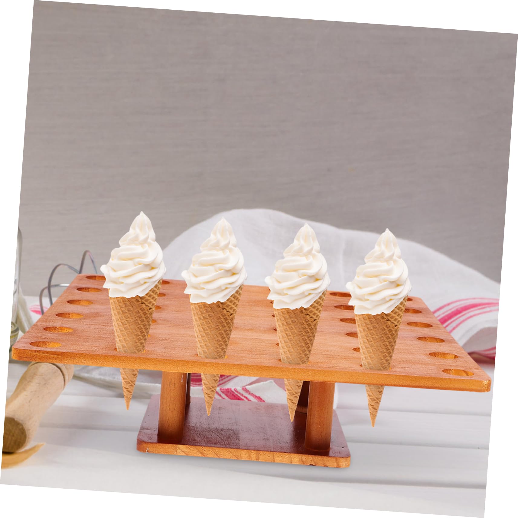 Amazon.co.jp: LALADEFIEE 木製 アイスクリームコーンホルダー 展示用