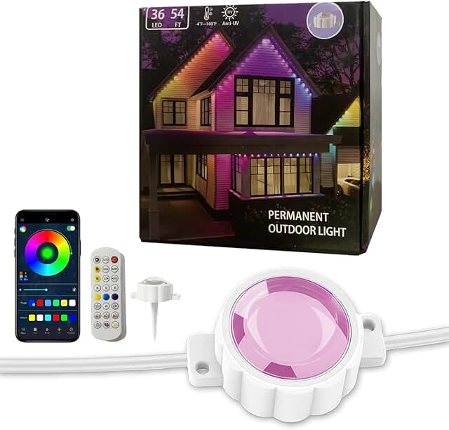 Permanent Outdoor Lights for House 54ft, RGB Music Sync & 213 Scene Mode...