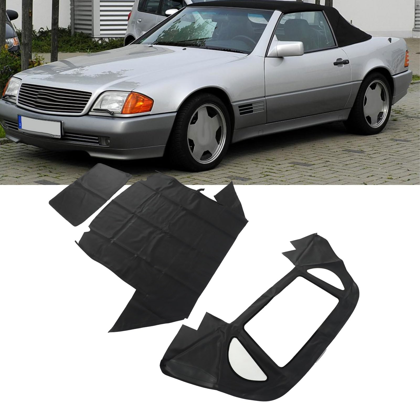Reemplazo de Capota Convertible Negra de Lona Suave Resistente a la Abrasión MB03 22 para 300SL, SL320, 500SL, SL500, 600SL, SL600, Reemplazo de Capota Convertible con