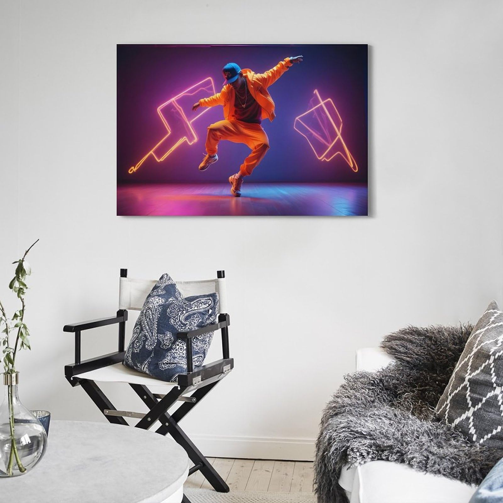 ZLQYHW Stampa artistica su tela, motivo: hiphop dance, motivo: uomo appassionato, per camera da letto, 60 x 90 cm