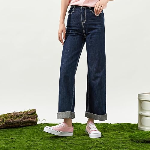 Miniatura 3 de ZGR - Zapatillas de tenis blancas para mujer, con cordones, de lona, zapatillas casuales de lona para caminar