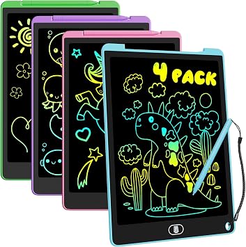 12 Inch LCD Writing Tablet, 4 Pack Colorful Drawing Tablet for Kids, Eye Care Doodle Board with Lock and Erase FUNC, Birthday Gifts Toys for 3-8 Years Old BoysBlue, Pink, Purple, Green