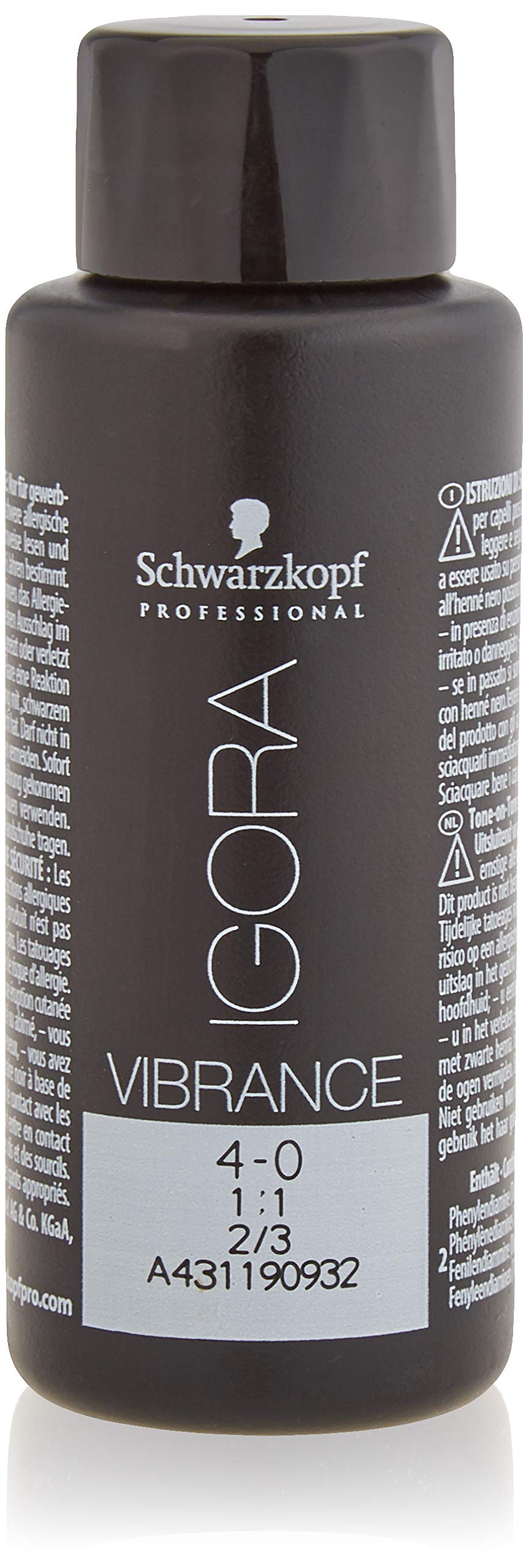 Schwarzkopf Professional Igora Vibrance Tone on Tone Hair Colour, No. 4-0 Medium Brown, 60 ml, 7702045559910
