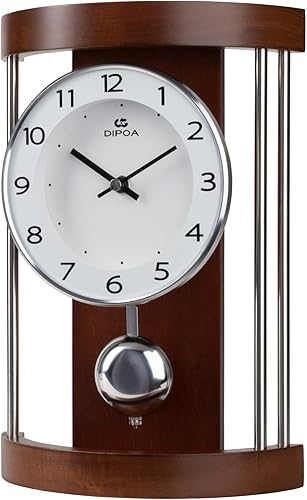 Miniatura 2 de DODEKA Reloj de repisa clásico para decoración del hogar, péndulo de mesa de boj con marco hueco de mediados de siglo para el hogar, oficina,