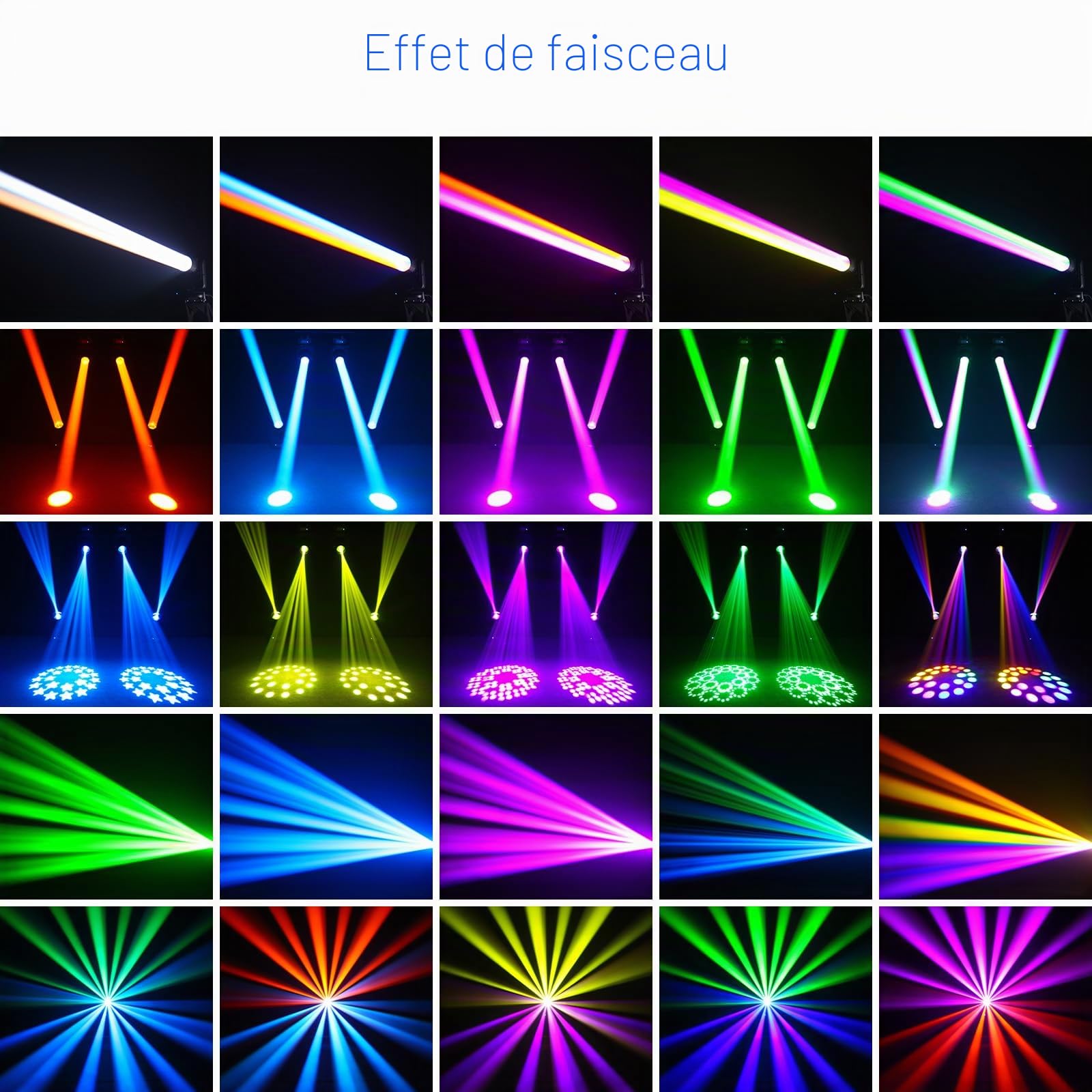 2PCS 300W Lyre LED IP65 Étanchéité Lumière de Scène, 24 Prismes Luminaires à Tête Rotative dmx512 Jeu de Lumiere pour DJ Club Fête Bar Théâtre Mariage
