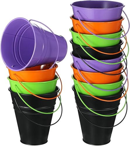 Miniatura 15 de Sadnyy 12 paquetes de cubos de metal con asa, cubo galvanizado de 4.5 x 5 pulgadas, cesta para suministros de fiesta, manualidades para Navidad