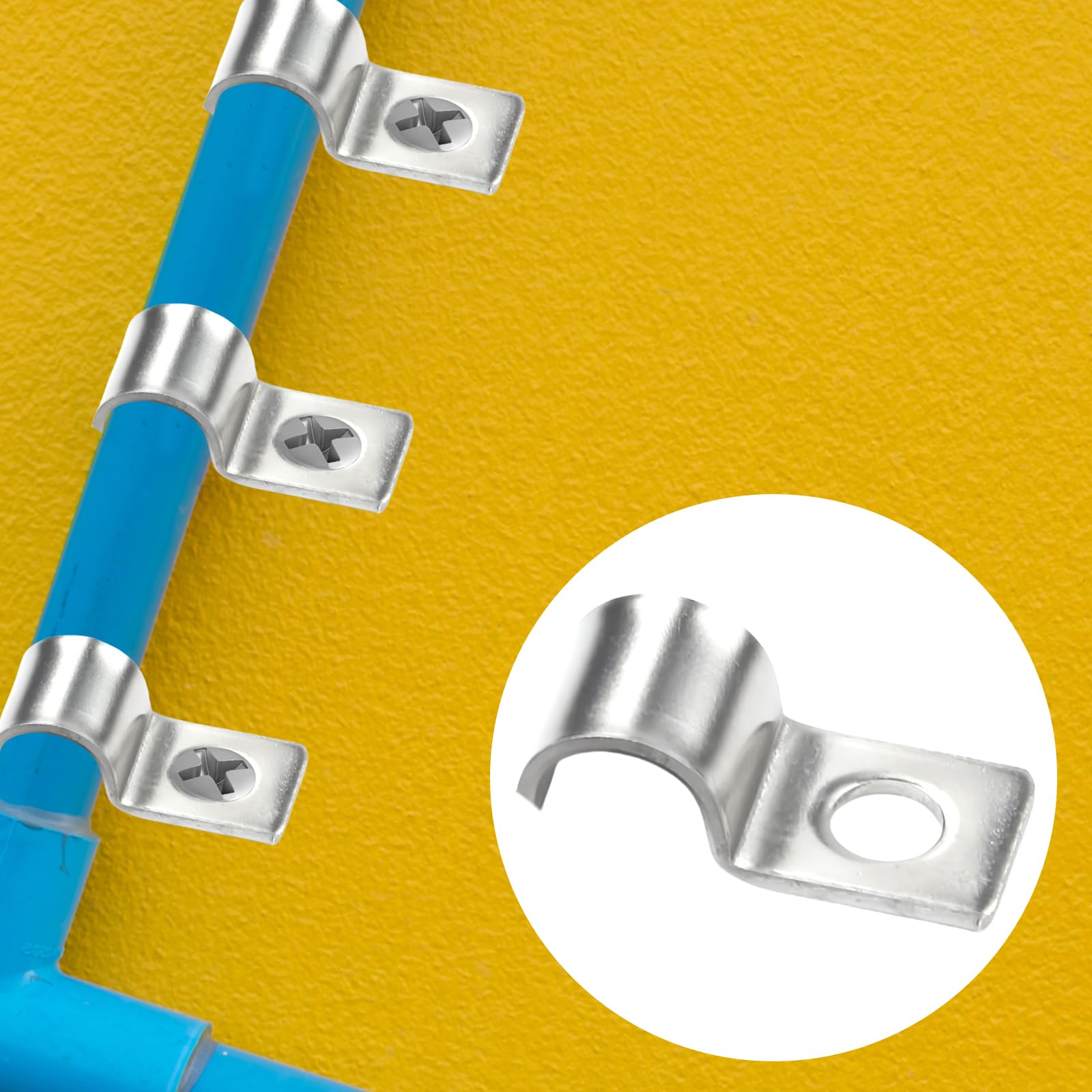 50 Pezzi U-Fascette Stringitubo,Morsetto per Tubi Morsetti per Tubi Fissaggio per Tubi Collari per Tubi Fermacavi Ferma Cavi Foro Singolo,per Tubi del Gas Tubi Dell'acqua e Cavi (6MM)