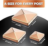 Vista 6 de Tapas de poste de cobre sólido resistentes de 5.5 x 5.5 pulgadas para postes de madera reales de 5.5 x 5.5 pulgadas, resistentes a la corrosión, 2