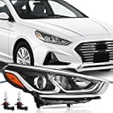 Compatible with 2018 2019 Hyundai Sonata Halogen Headlight w/Bulbs 92101-C25000(Passenger Side)