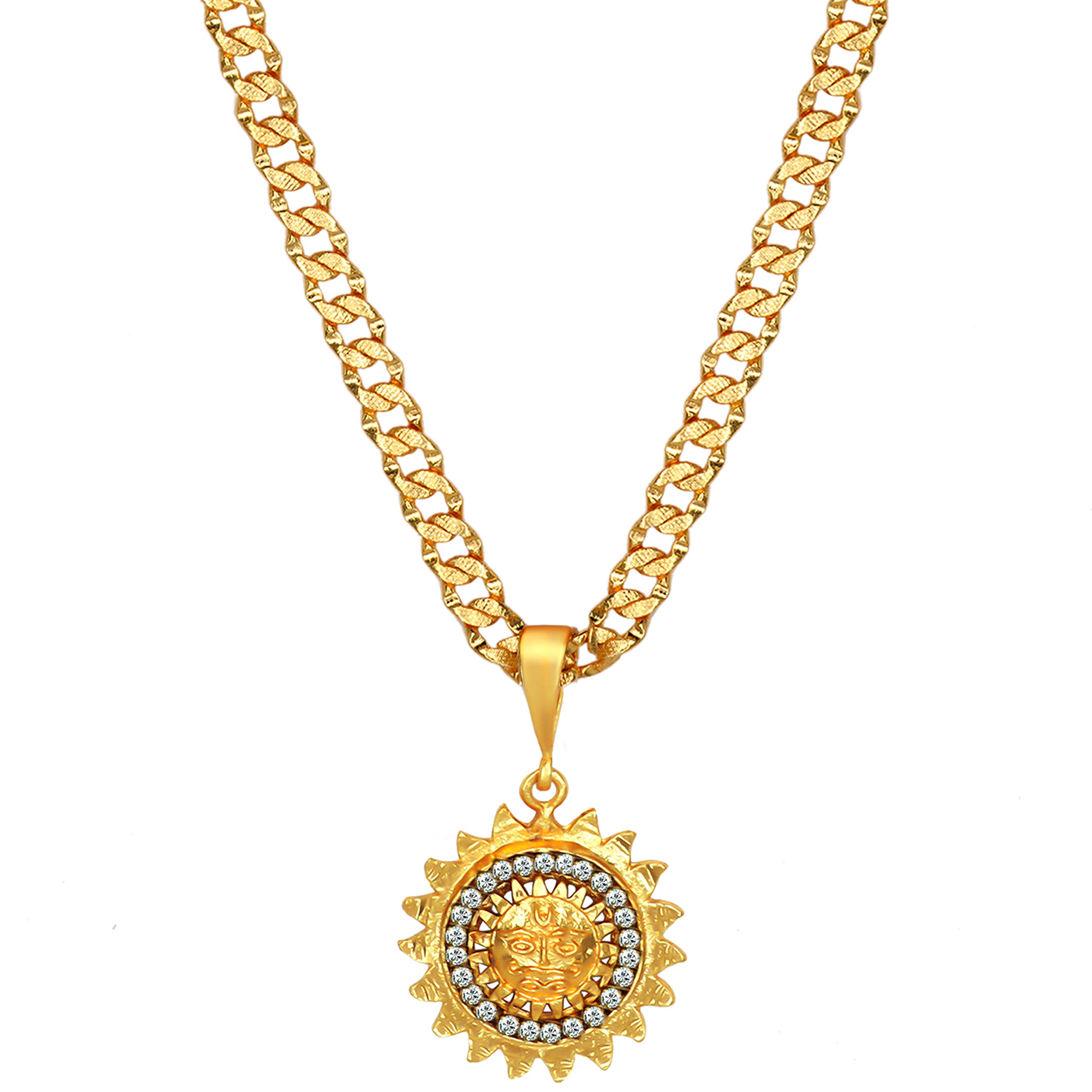 Fashion Frill Mens Jewellery Golden Chain For Men AD Sun Gold Plated Chain Locket Pendant Chians For Mens Boys Sparkling Gold Plated Chain Locket Pendant (B098LFB8G7) Amazon Price History, Amazon Price Tracker