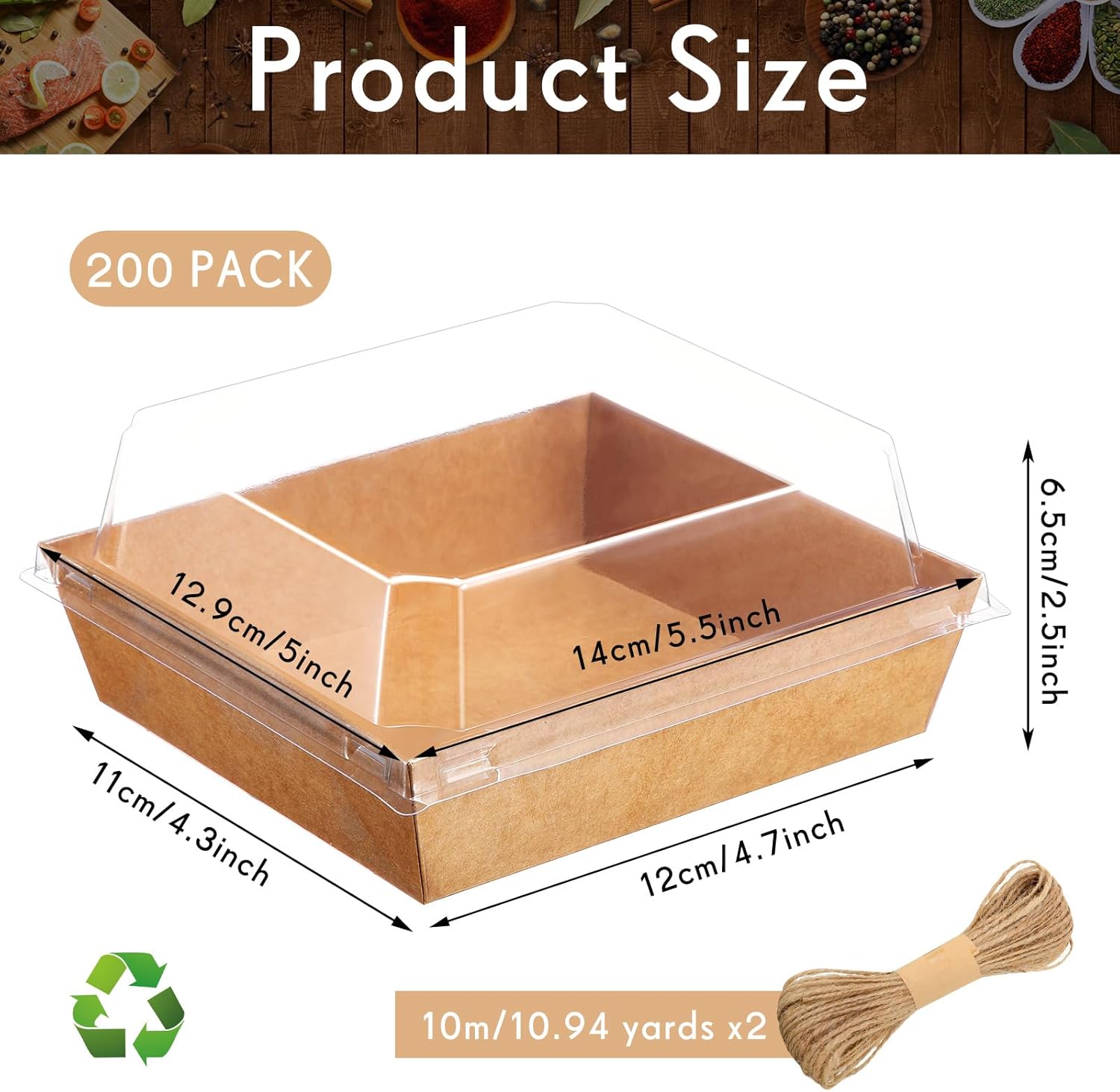 Zubebe 200 Pack Charcuterie Boxes with Clear Lids 5" Boxes Graduation Party Disposable Square Small Cake Case Take out Food Containers Cookie Containers for Cake Slice Sandwich Donut Muffin(Brown)