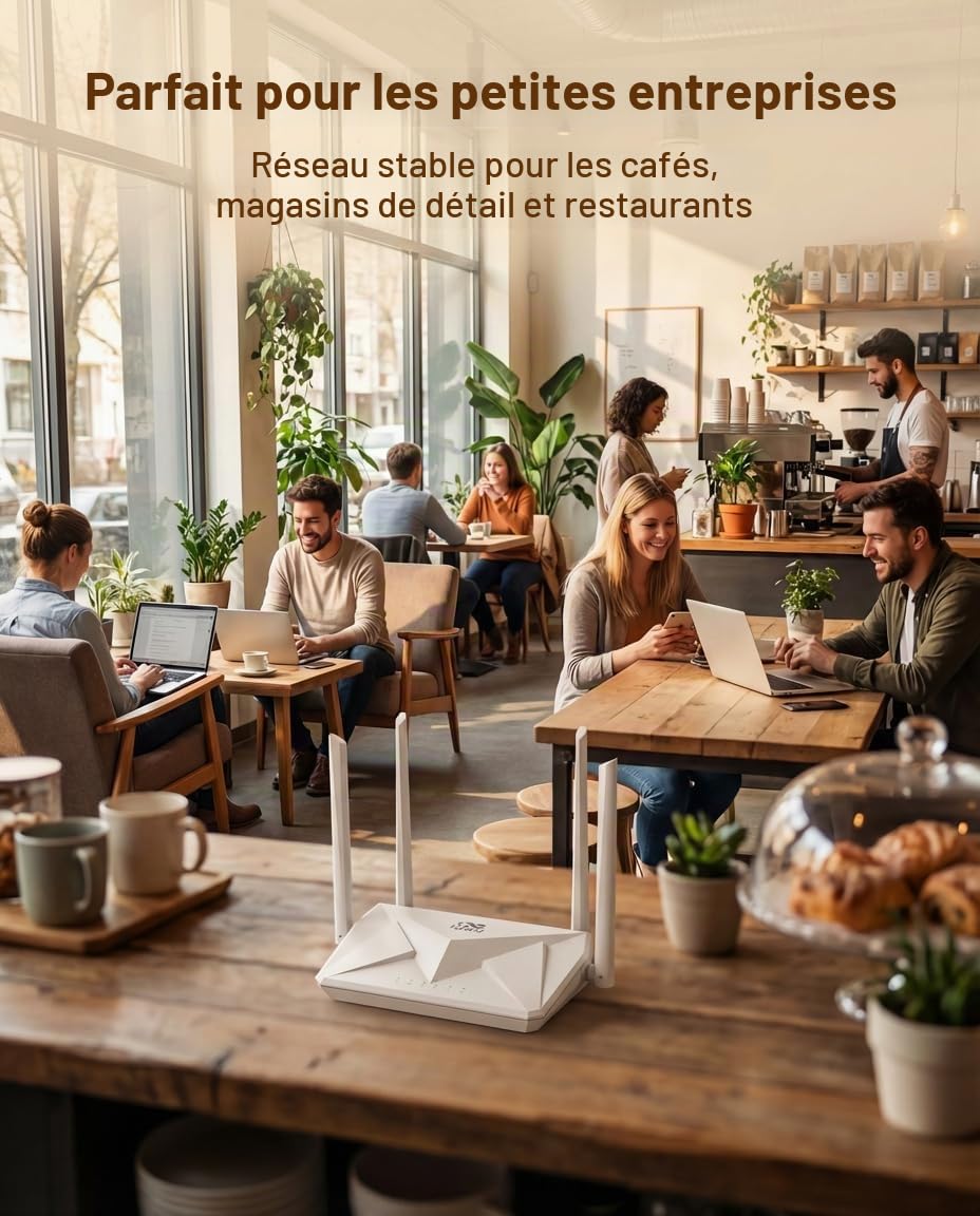 InHand Networks AX3000 Routeur Wi-FI 6 Jusqu'à 3000 Mbps Dual Band, 4 Ports GbE LAN/WAN,160Mhz, MU-MIMO,OFDMA, WPA3 Sécurité d'entreprise, pour Le Streaming et vidéo 4k/8K, contrôle Parental