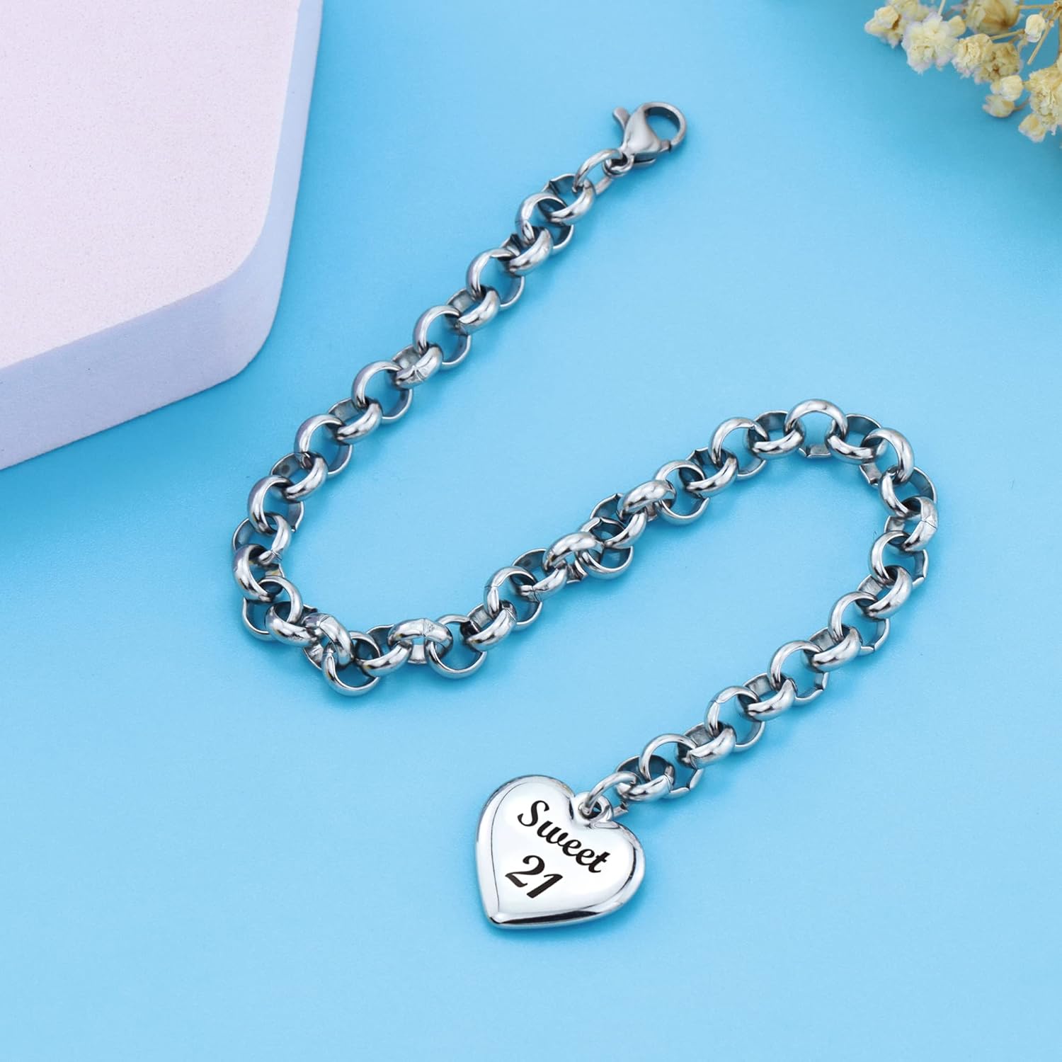 KGBNCIE Happy Birthday Gifts Bracelet Heart Charm Birthday Bracelets Gift for Women Teen Girls 11th 12th 13th 14th 15th 16th 17th 18th 19th 20th 21st 25th 30th - Image 5