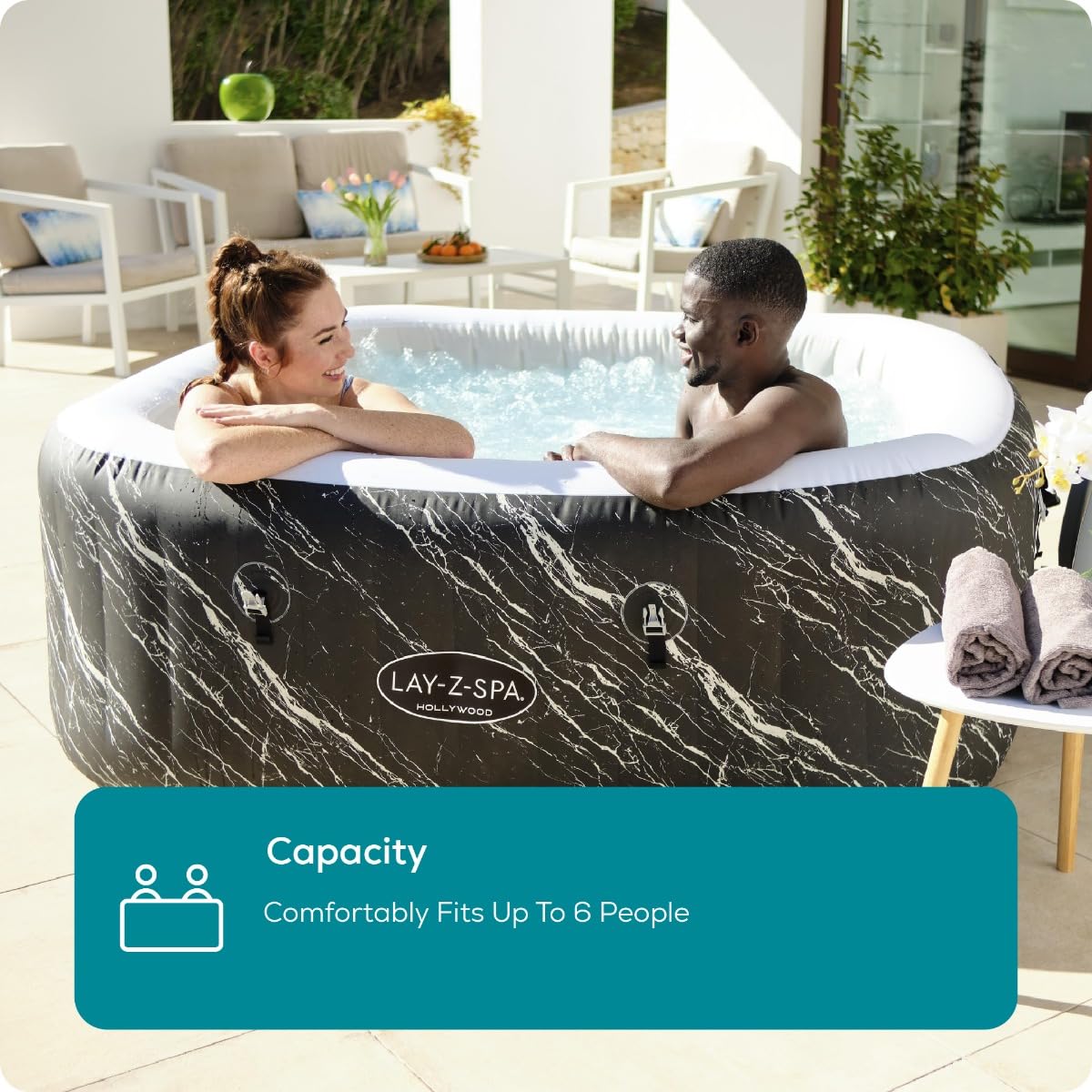 Lay-Z-Spa Florence Airjet Hot Tub with Built In LED Light System, 140 AirJet Massage System Inflatable Hot Tub With Freeze Shield Technology, 4-6 Person — view 6