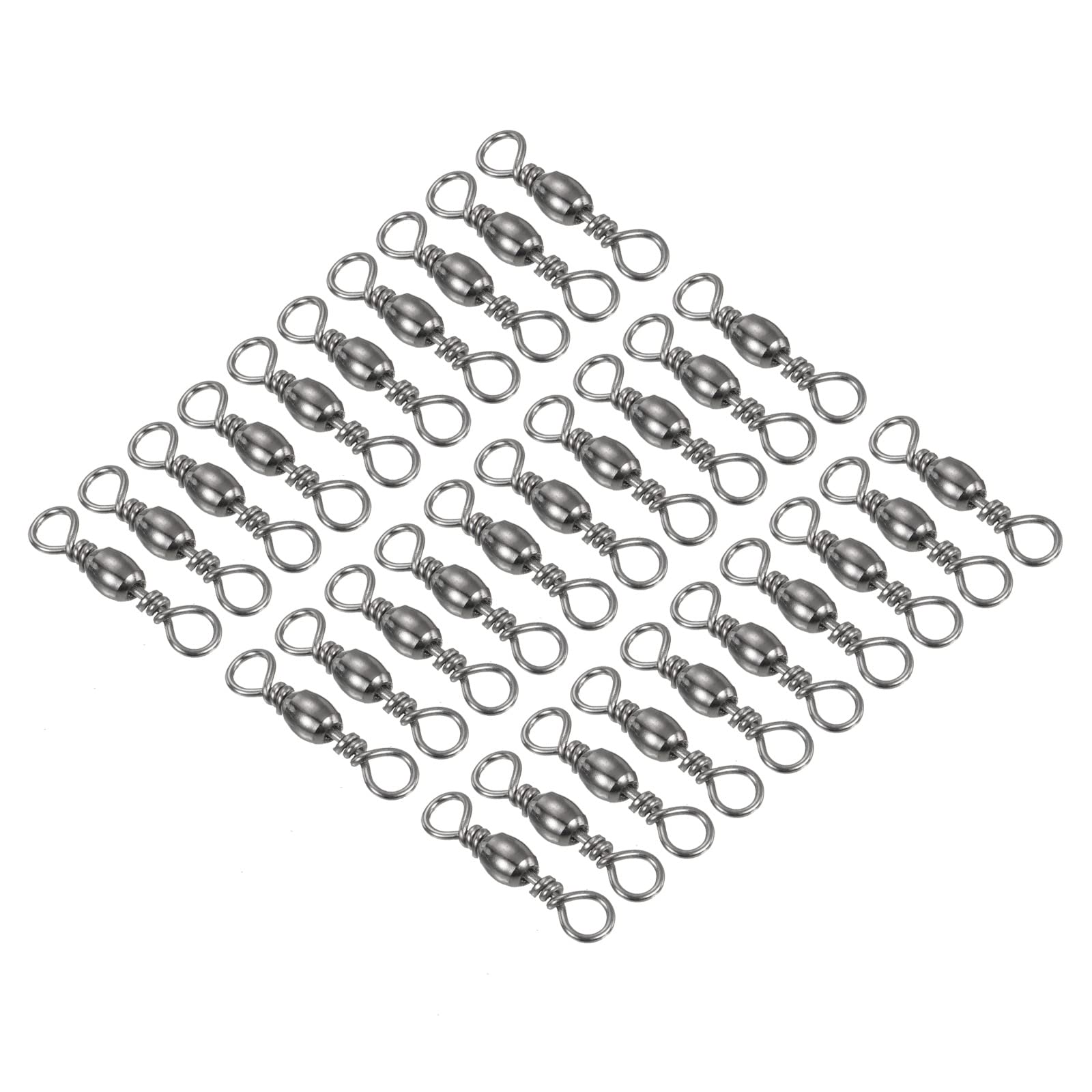 PATIKIL Fishing Barrel Swivel, 30Pcs 41lb Carbon Steel Solid Ring Terminal Tackle, Black