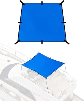 BLUEWING Sunshade for Fishing Boats Shade Canopy Waterproof Durable 1200D Polyester Sun Shade Foldable Umbrella for Protection, 4 * 5 * 4ft