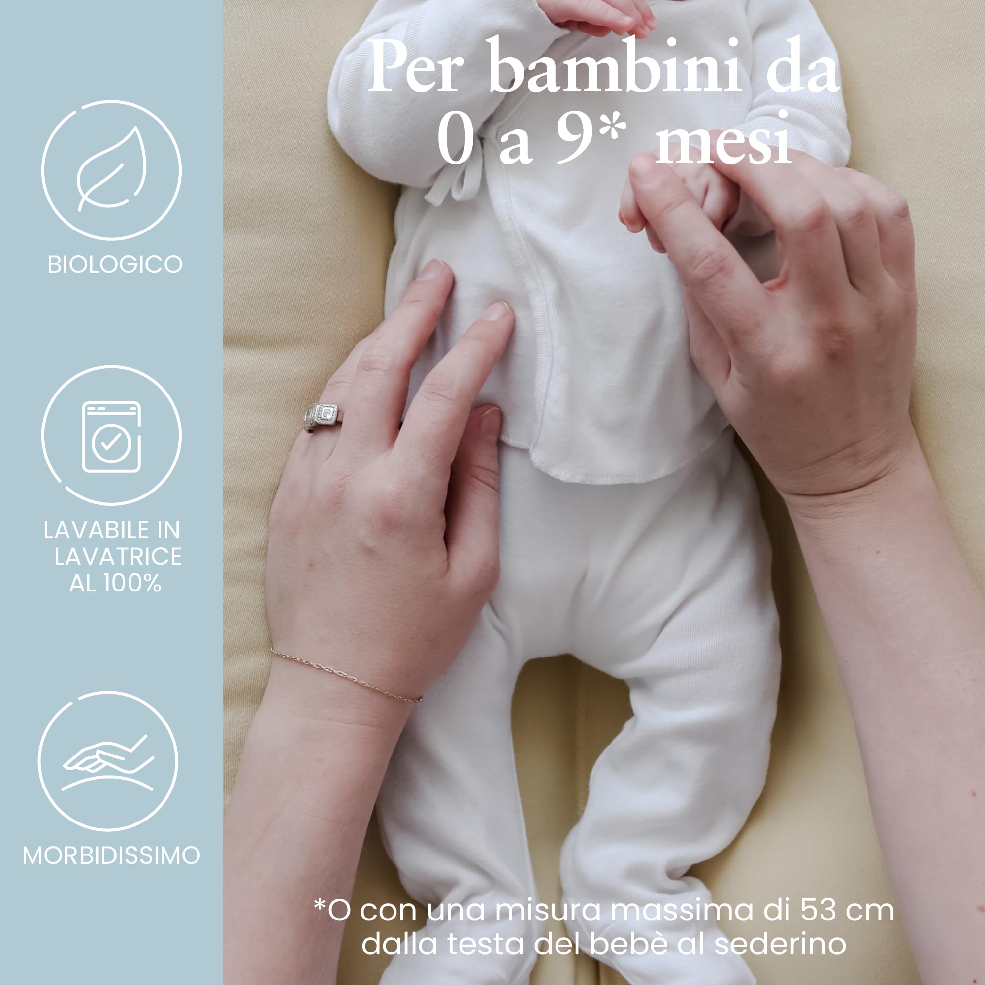 Snuggle Me® Nido Neonato 0-9 Miesiąc - Poduszka Gniazdo z Bawełny Organicznej, Wypełnienie Fibrefill, Pranie w Pralce, Torba Podróżna Honey