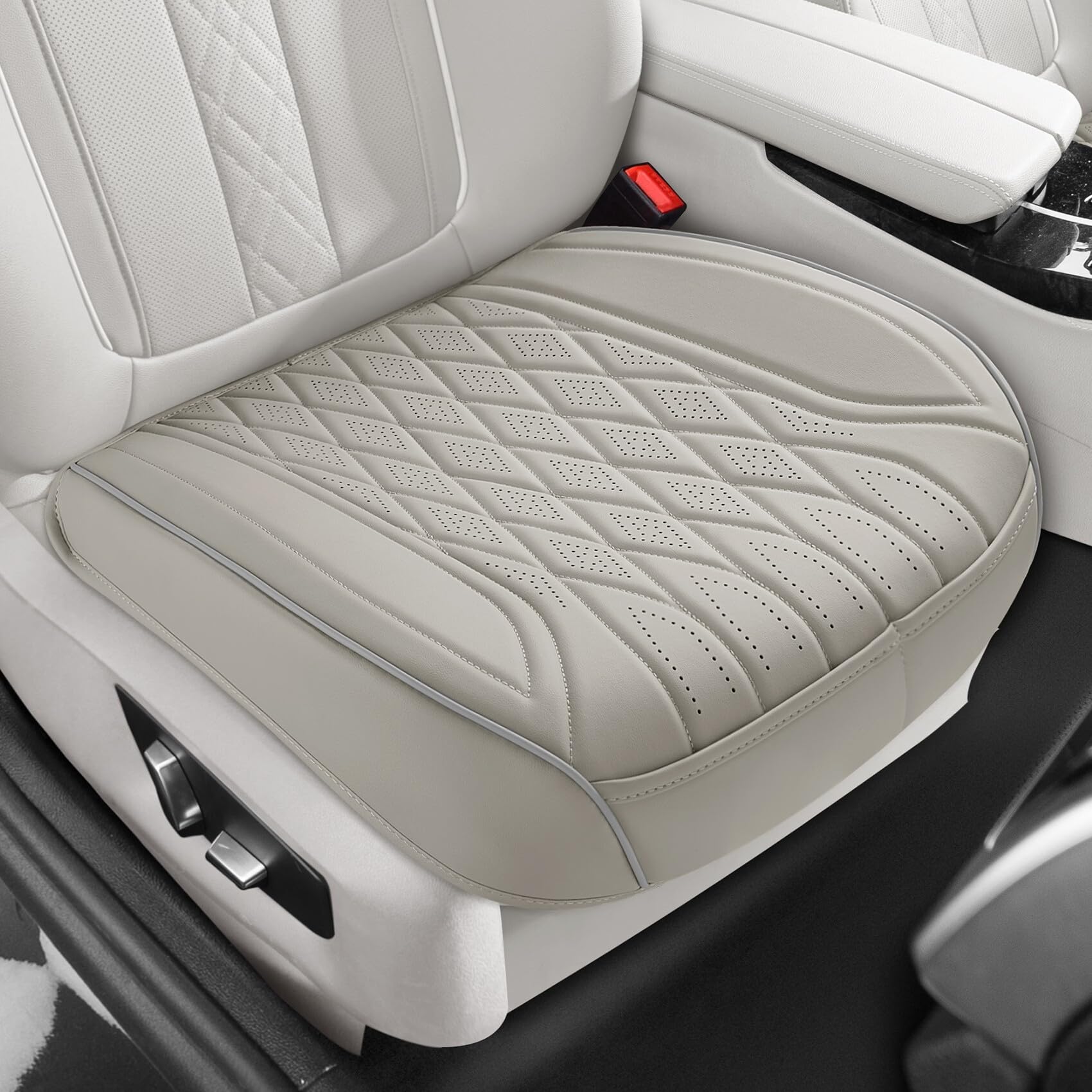 EQUIDEVDY 2 Pack Leather Bottom Car Seat Covers,Front Seat Covers for Cars,Driver Car Seat Cover,Luxury Faux Leather Seat Protectors,Full Wrap,