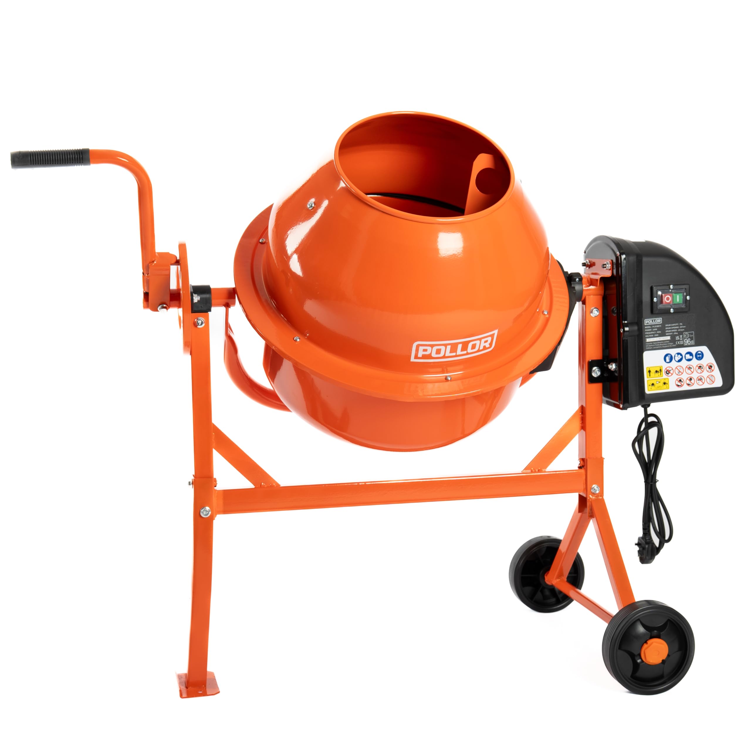 POLLOR Electric Cement Concrete Mixer 70 Litre 220W Mortar Plaster Mixing Portable 230V