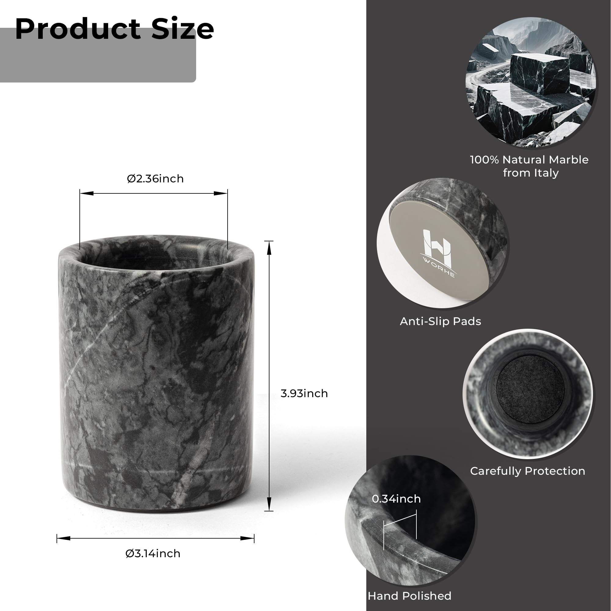 Penne Portamatite Premium True Marble Makeup Brush Holder Stoviglie Organizzatore Desk Pencil Holder Tazza per la casa, ufficio Decor (DL012)
