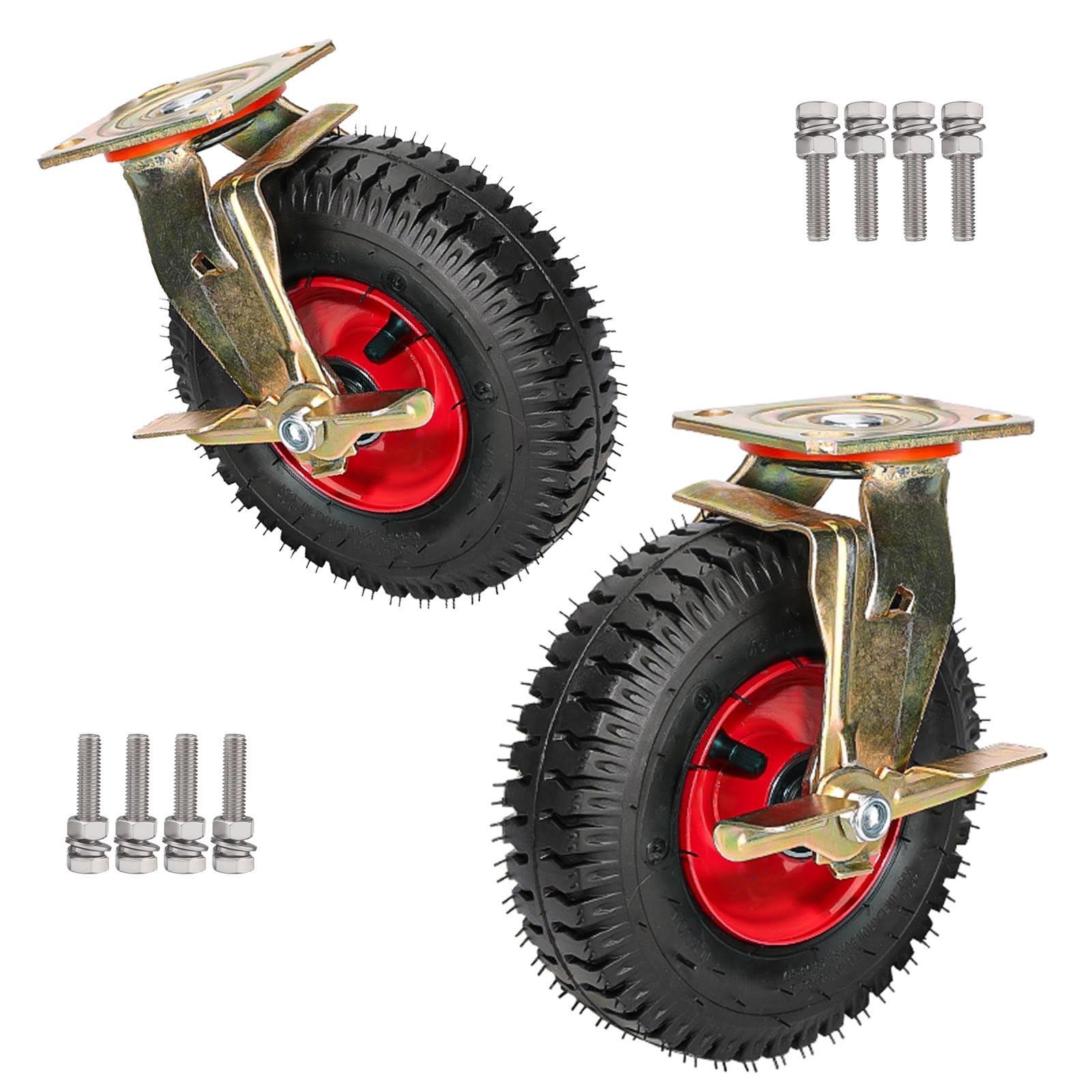 2er-Set Gummi-Lenkrollen, Industrielle Schwerlastrollen, Bockrollen, Industrierollen, Mit Kugellagern, Mit Schrauben, Leise Beweglich, Für Wagen, Möbelwagen